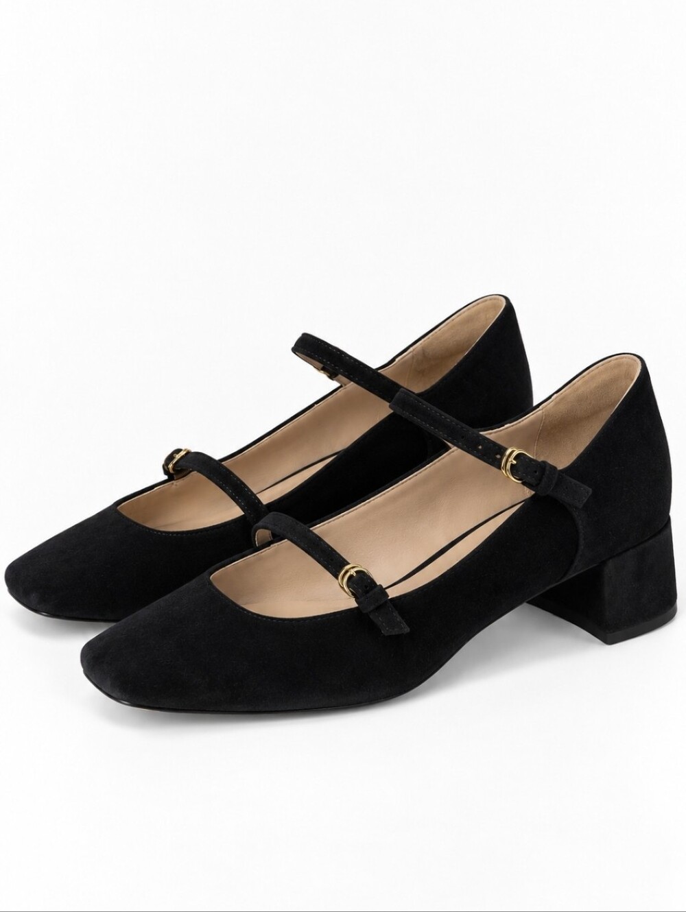NEW Cole Haan Paxton Mary Jane Pump Black Suede Leather Square Toe Size 9.5 B